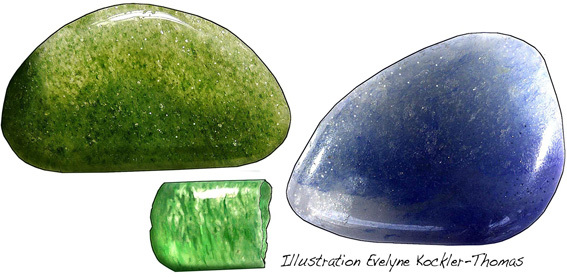 quartz aventurine bleu vert rouge