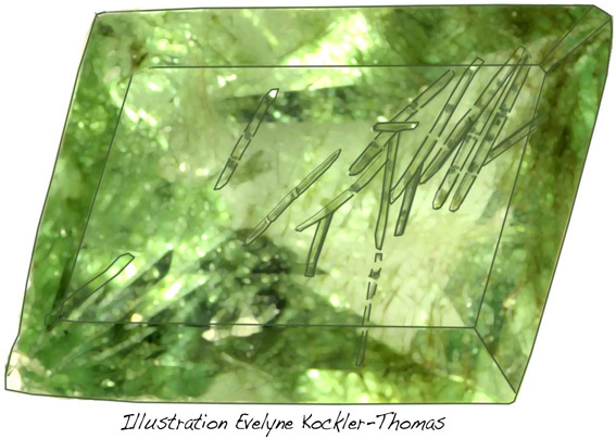 inclusions bambous actinolite dans emeraude