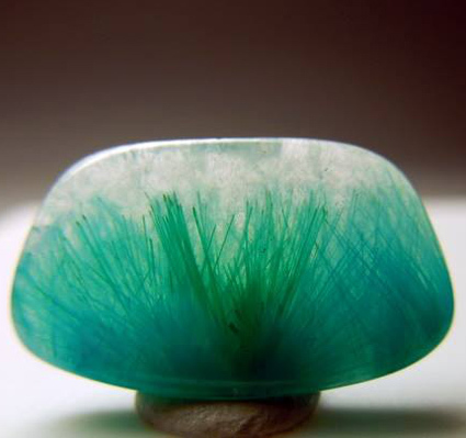 quartz avec inclusions malachite et chrysocolle