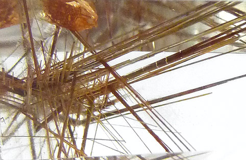 rutile inclusions in quartz crystal